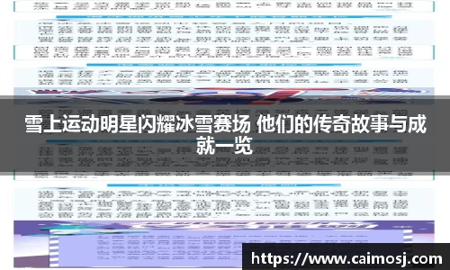 雪上运动明星闪耀冰雪赛场 他们的传奇故事与成就一览