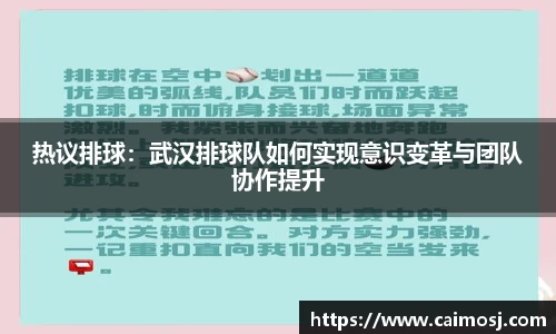 热议排球：武汉排球队如何实现意识变革与团队协作提升